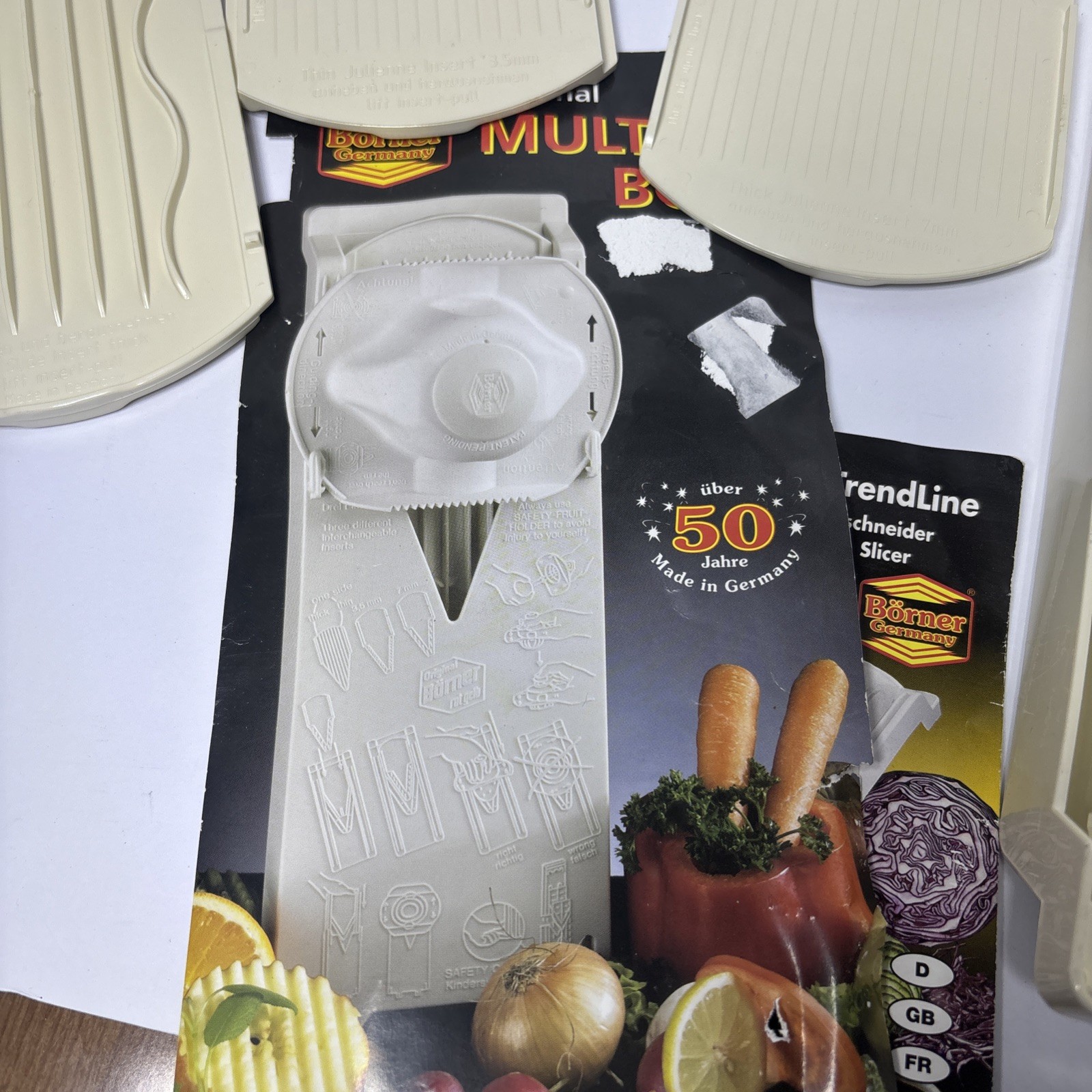 Original BORNER V-Slicer Mandoline Food Slicer w/Multi Box Made in Germany