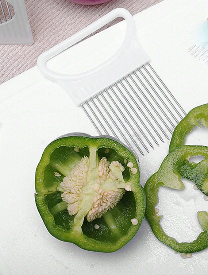 1 PC Stainless Steel Onion Holder – Easy Slicing & Secure Grip Tool – NEW