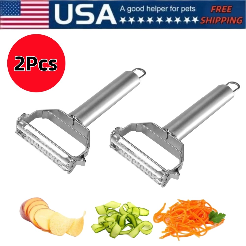Stainless Steel Julienne Peeler 2Pcs Dual-Use Kitchen Vegetable Slicer
