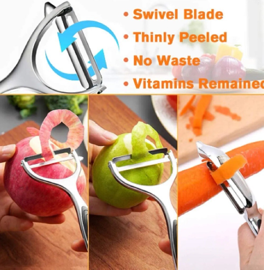 2 Stainless Steel Vegetable & Fruit Peeler Set – Non-Slip Handle Potato Peeler