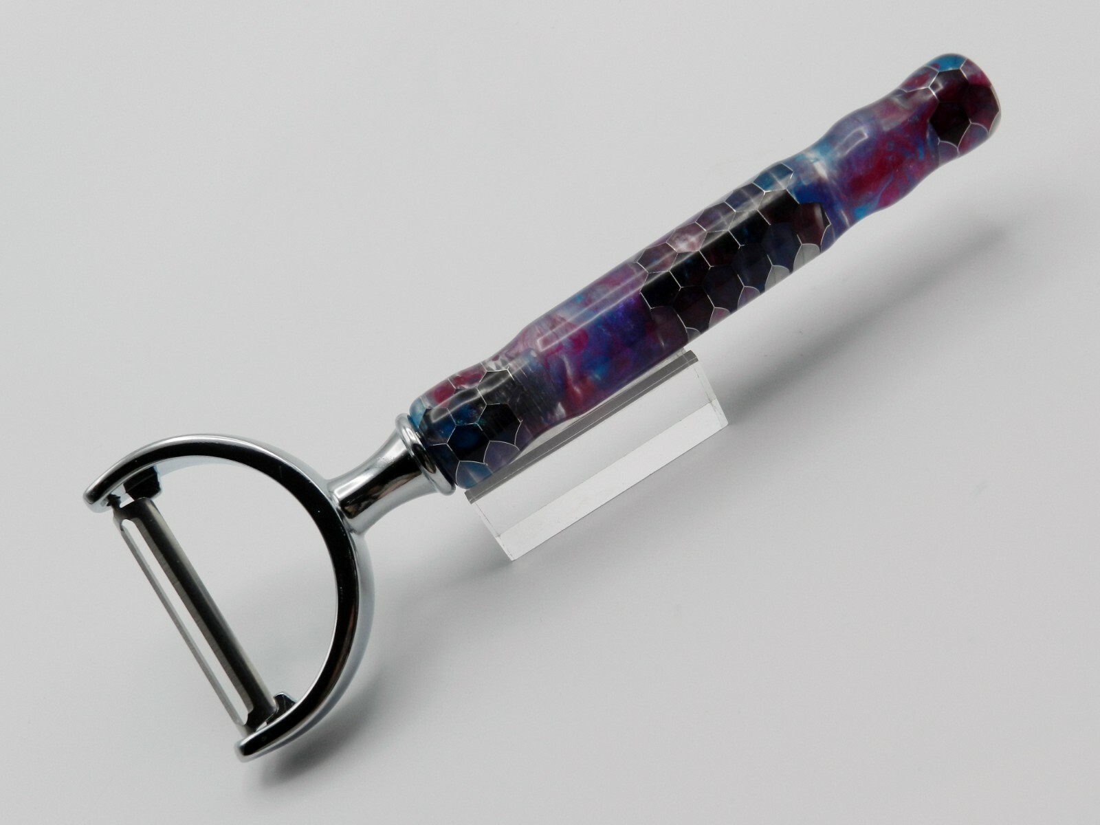 Handmade Kitchen Peeler. Purple/Teal Alumilite Resin with Aluminum Honeycomb #10