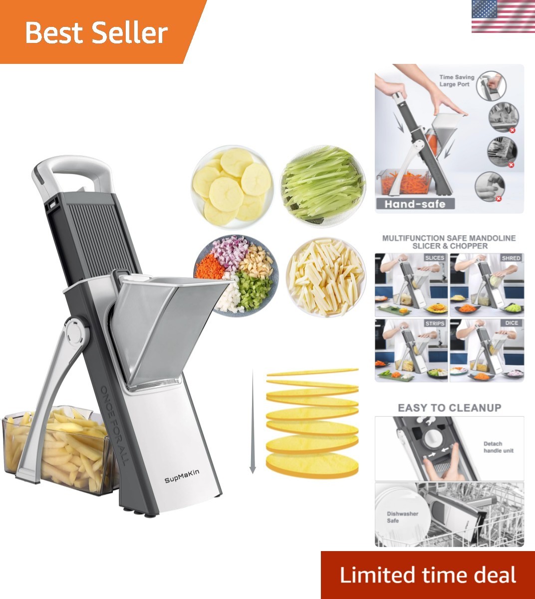 Upgrade Safe Mandoline Slicer, Multi Vegetable Chopper, Potato Slicer, Vegeta…