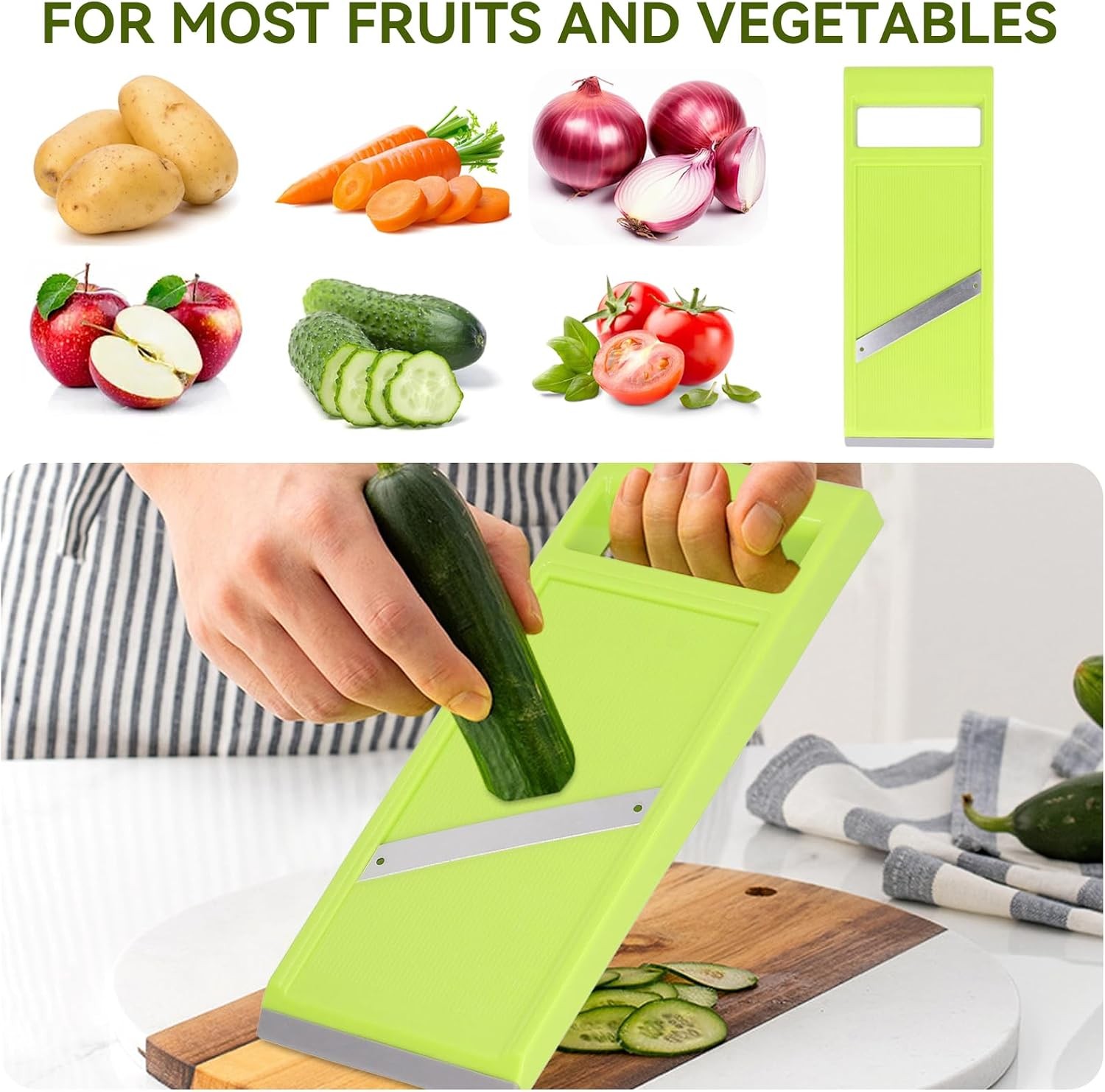 Handheld Potato Slicer & French Fry Cutter, Stainless Steel Manual Vegetable