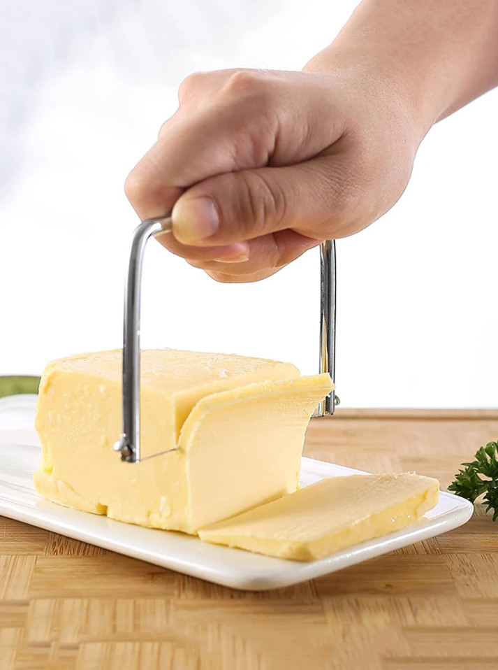 1 pc Stainless Steel Cheese Cutter with Durable Wire Slicer for Kitchen Use