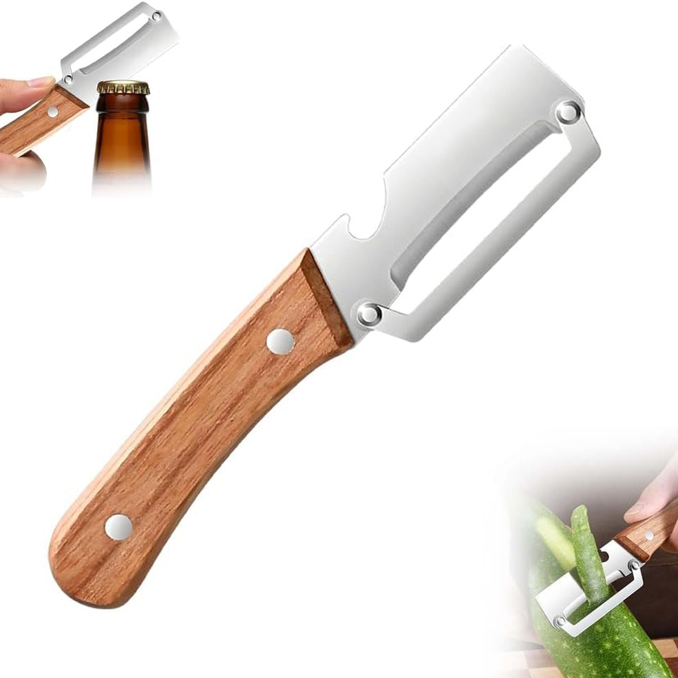 2-in-1 Stainless Steel Vegetable Peeler w/ Handle and Bottle Opener Kitchen Tool
