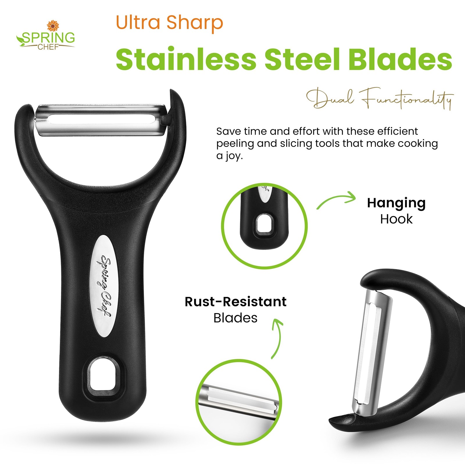 Stainless Steel Y Peeler Ultra Sharp Blades Soft Grip Potato Apple Carrot Veggie