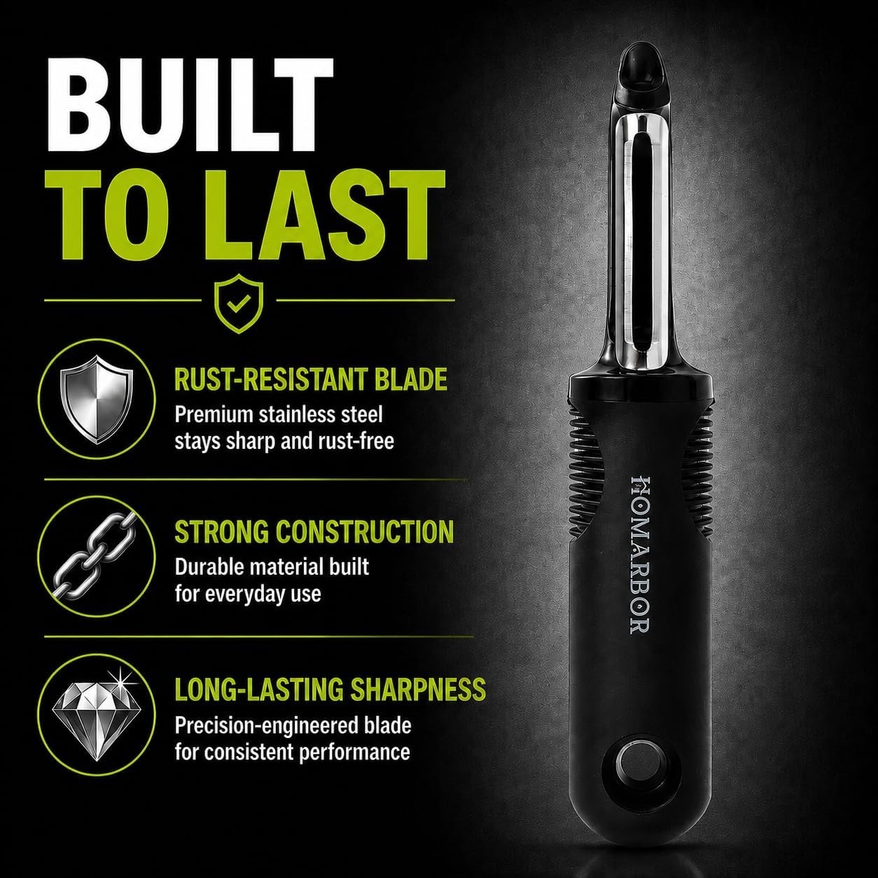 Black Premium Vegetable & Fruit Peeler – Stainless Steel Swivel Potato Peeler