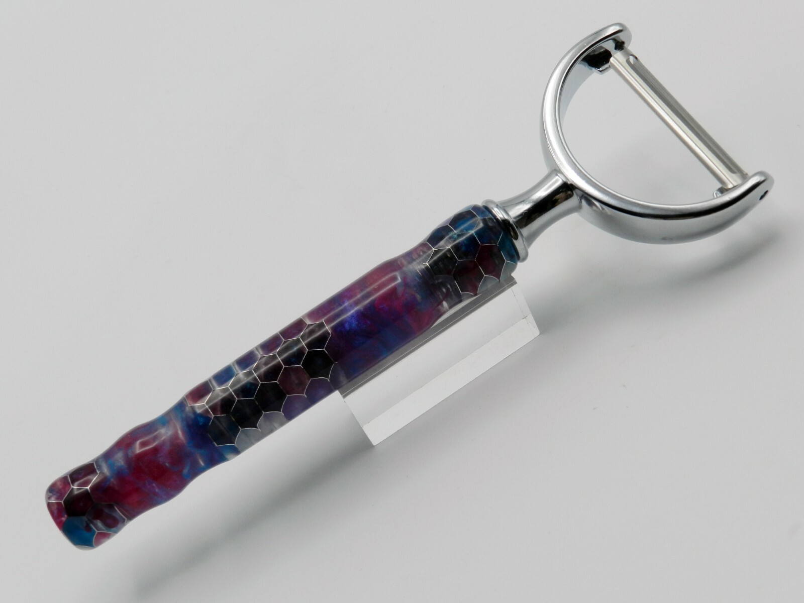 Handmade Kitchen Peeler. Purple/Teal Alumilite Resin with Aluminum Honeycomb #10