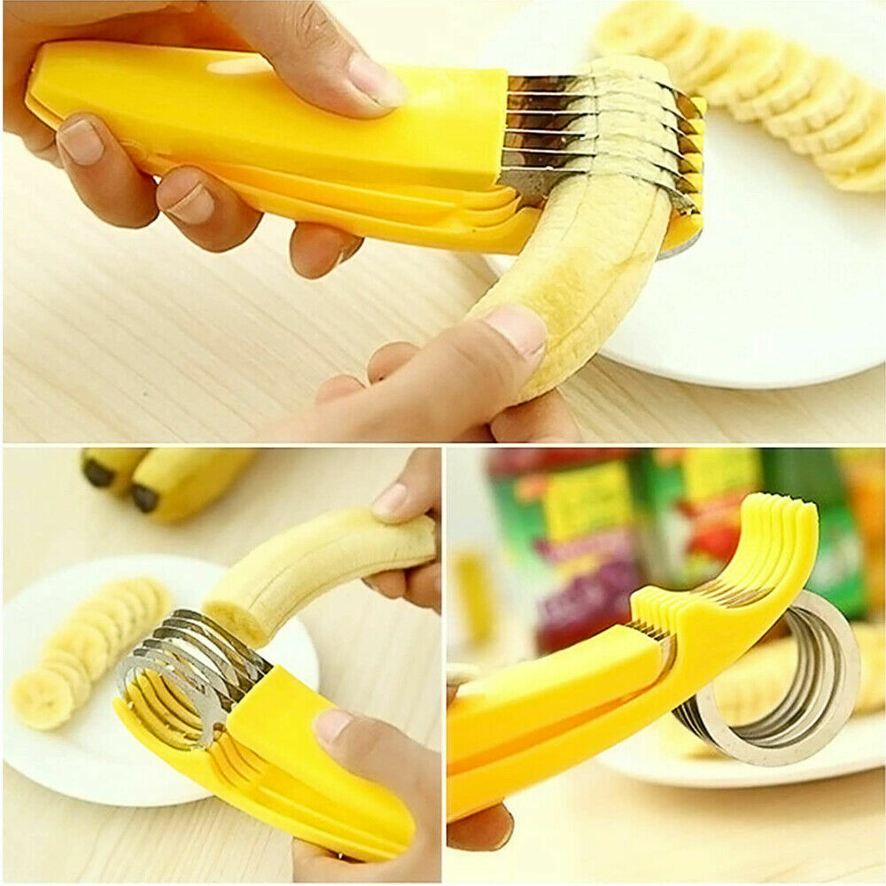 2 PCS Banana Slicer Fruit Knife Kitchen Gadget Bar Tools Veggie Cutter Peeler US