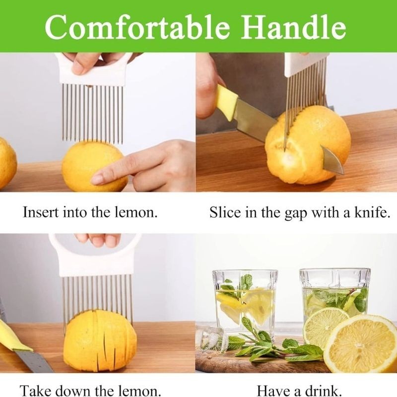 Stainless Steel Onion Slicer Holder Vegetable Chopper Cutter Kitchen Tool