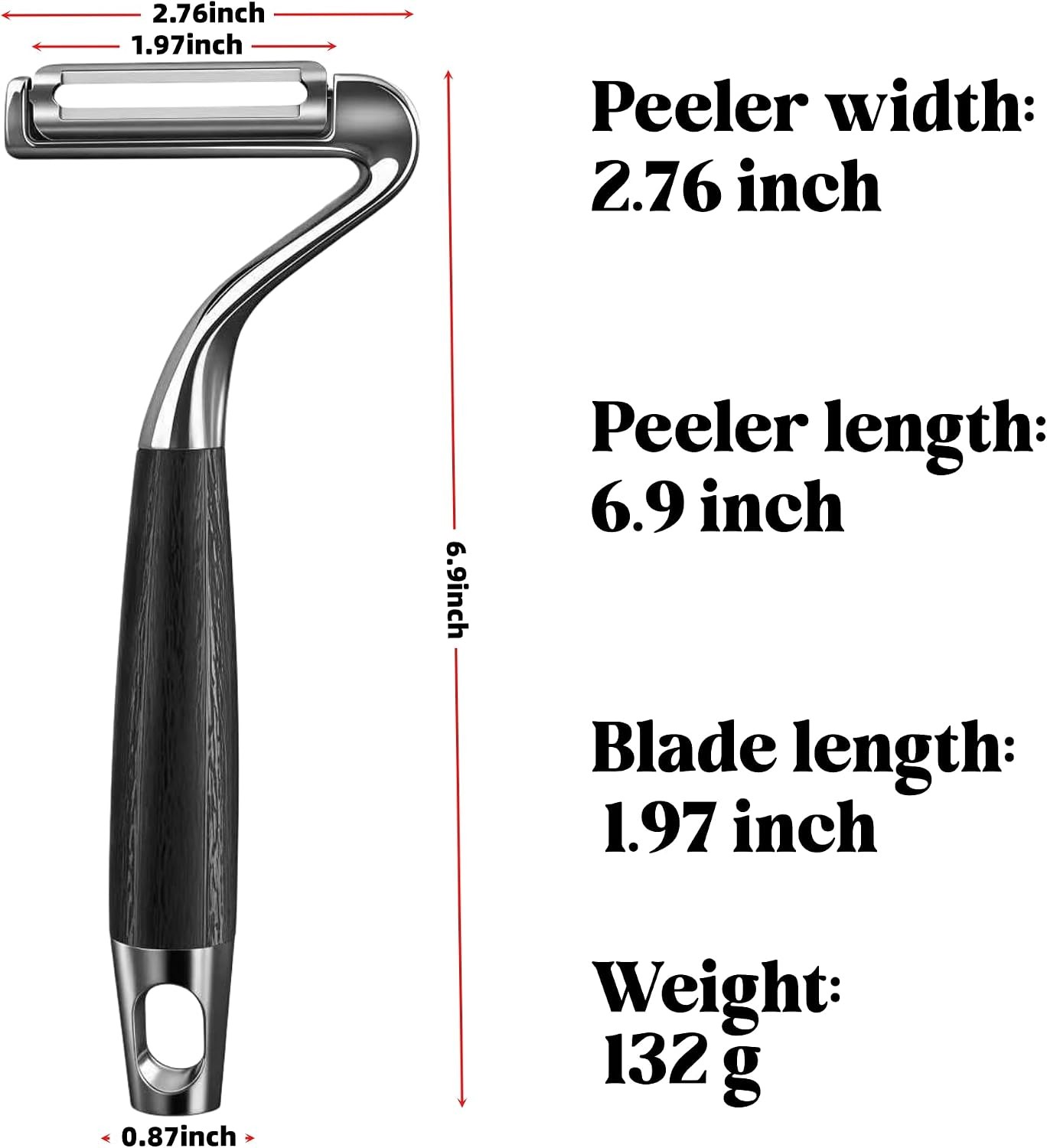 Large Swivel Vegetable Peeler, stainless steel flat Versatile Works on apple Car