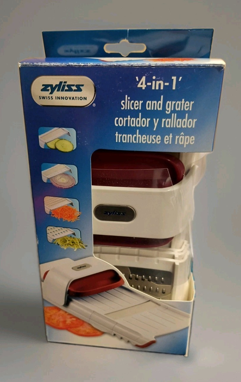 Zyliss 4-in-1 Slicer Grater Veg Cutter – 4 Easy Clip-On Blades Fine/Coarse