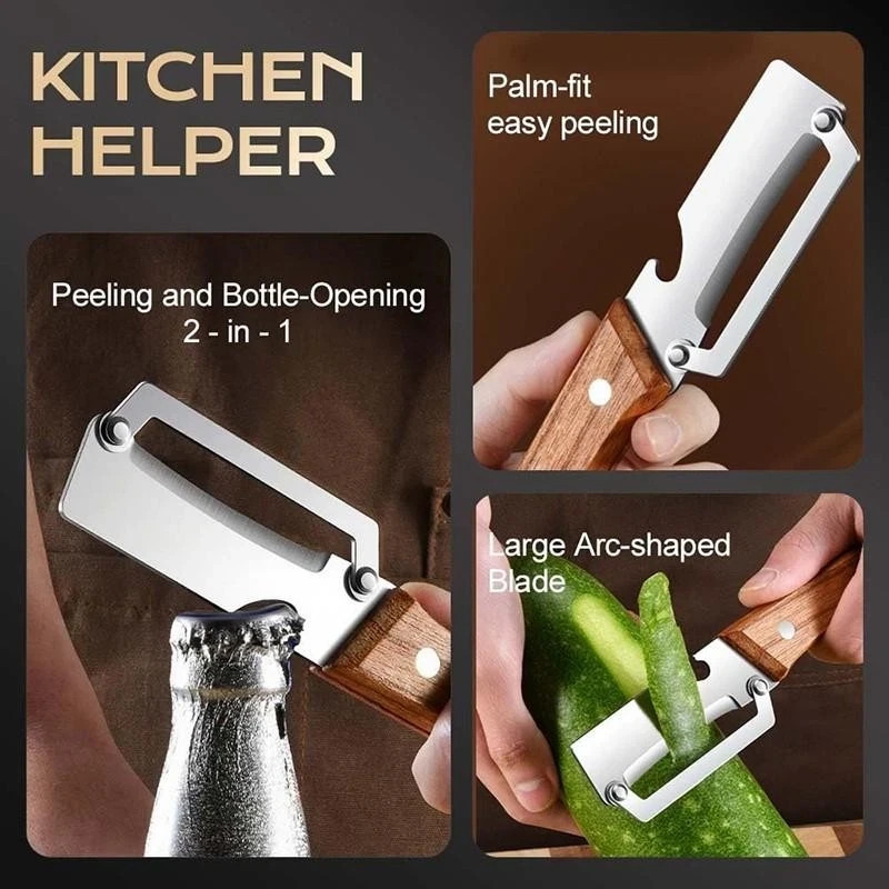 Wooden Multi Functional Vegetable Peeler for Kitchen Veggie Fruit Carrot Orange