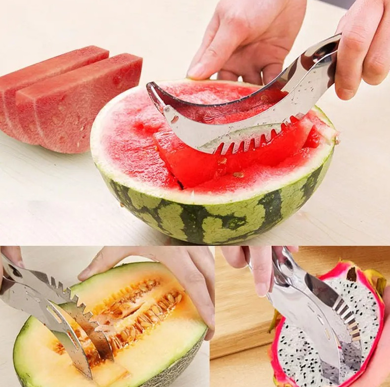 1 pc Stainless Steel Watermelon Slicer Cutter Fruit Serving Clip