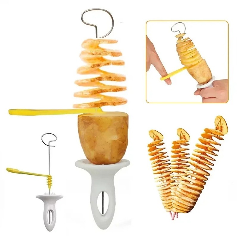 Spiral Potato Cutter Stainless Steel Vegetable Slicer Kitchen Tool NEW
