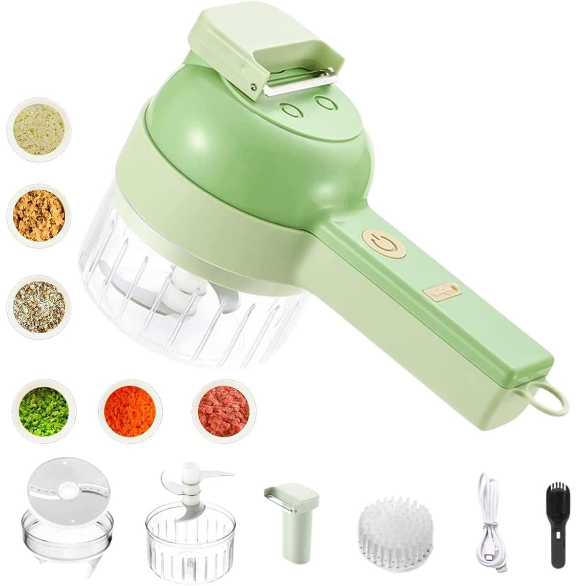 4 in 1 Handheld Electric Vegetable Cutter set UsBCharger Ginger Grinder Machine