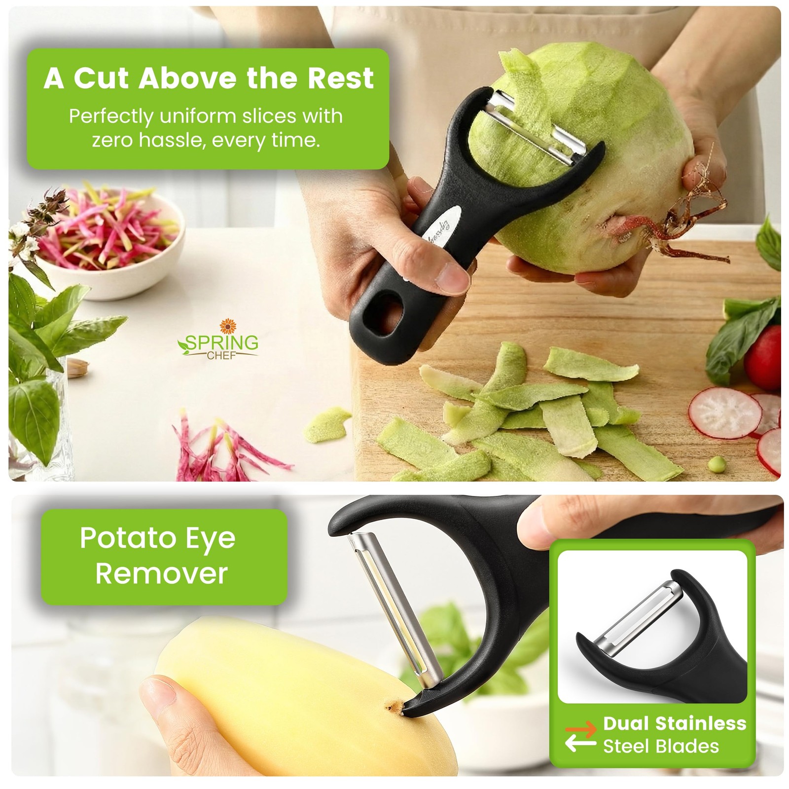 Stainless Steel Y Peeler Ultra Sharp Blades Soft Grip Potato Apple Carrot Veggie