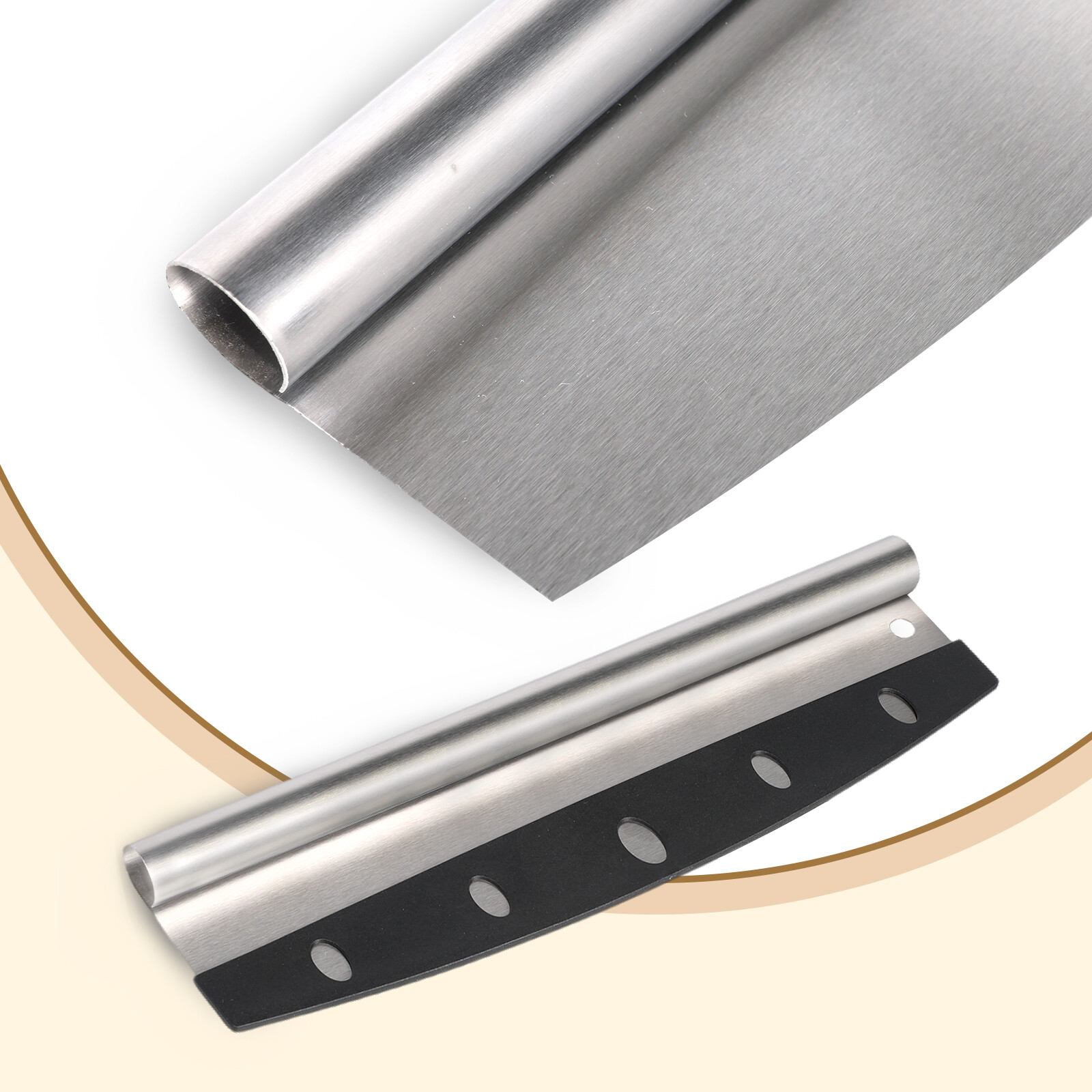 14″Professional Stainless Steel Food Pizza Cutter Rocker Ultra Sharp Pizza Knife