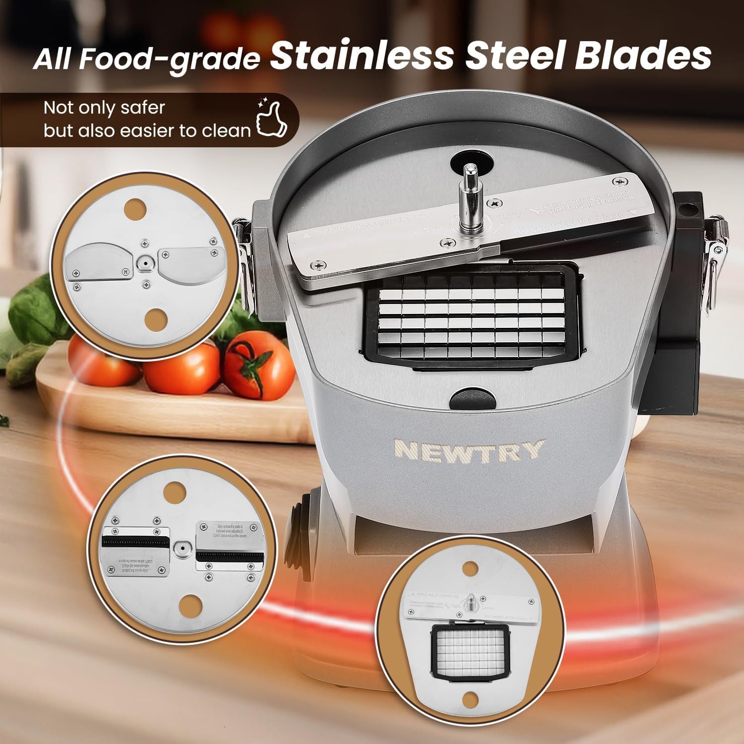 4 in 1 Electric Vegetable Slicer Dicer Shredder & Strip Cutter, Commercial Autom
