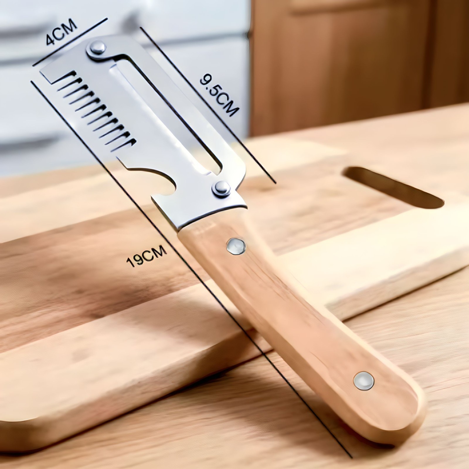 Vegetable Peeler Stainless Steel Wooden Handle Kitchen Slicer Cabbage Shredder