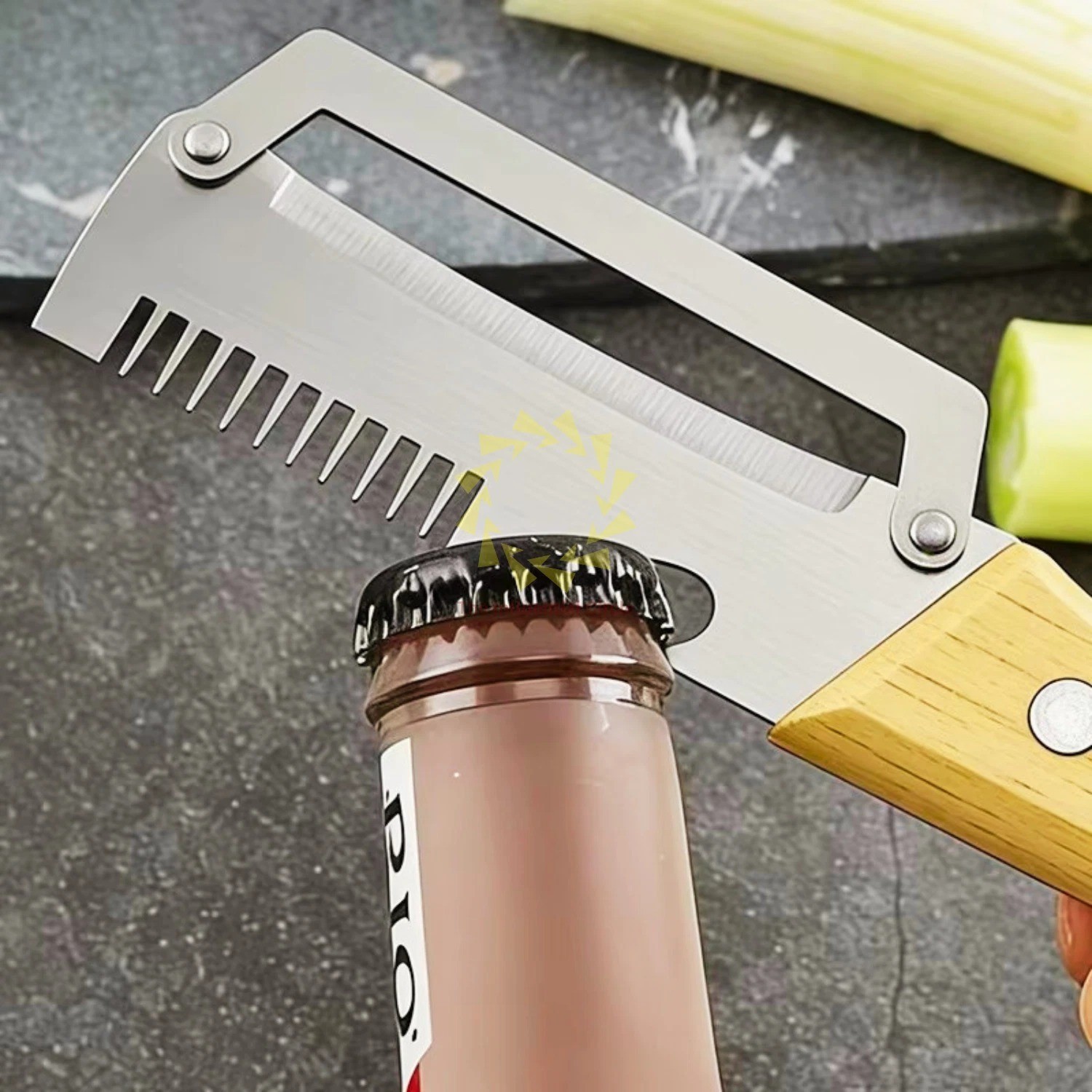 2 PCS 3-in-1 Multifunctional Vegetable Peeler with Wooden Handle,Julienne Slicer