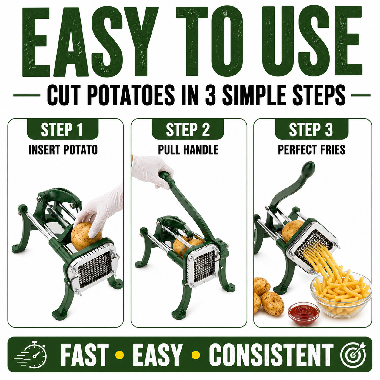 Choice 1/4″ French Fry Cutter Heavy Duty Cast Iron Potato Slicer Commercial