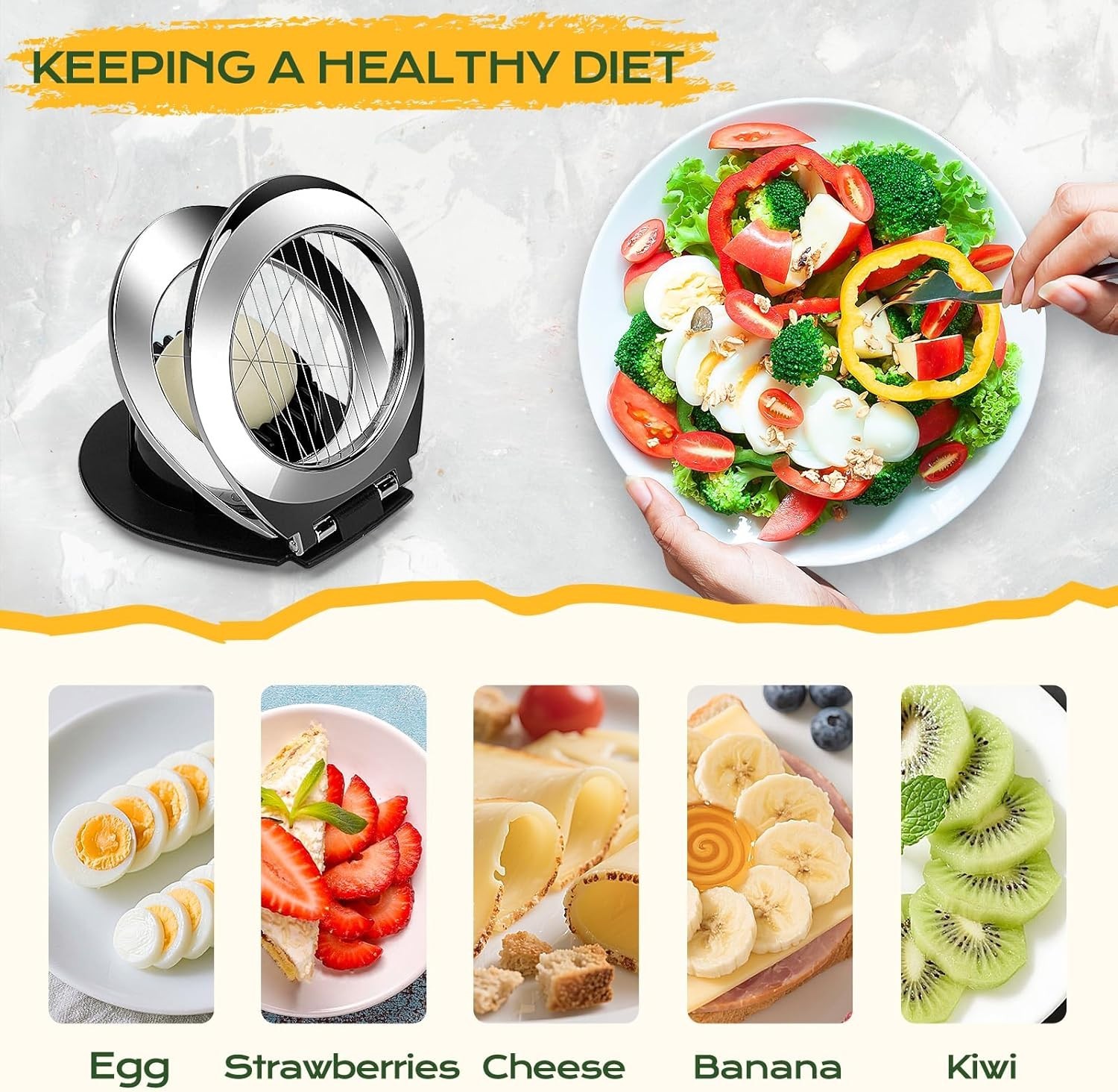 Egg Cutter for Hard Boiled Egg Heavy Duty Egg Slicer for Kitchen Stainless Steel