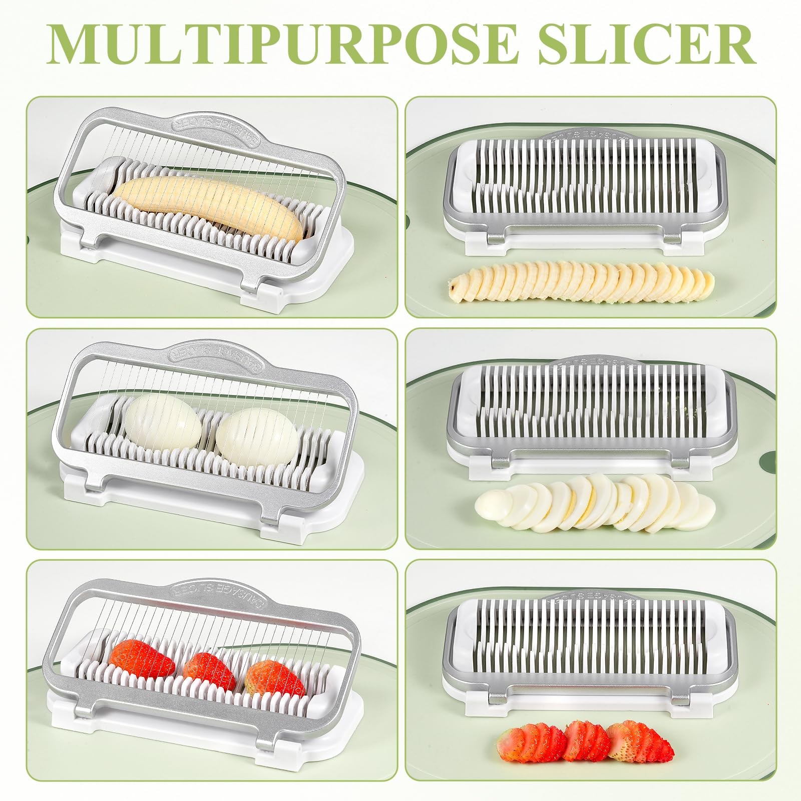 Egg & Banana Slicer for Hard-Boiled Eggs, Fruit, Heavy Duty Aluminum