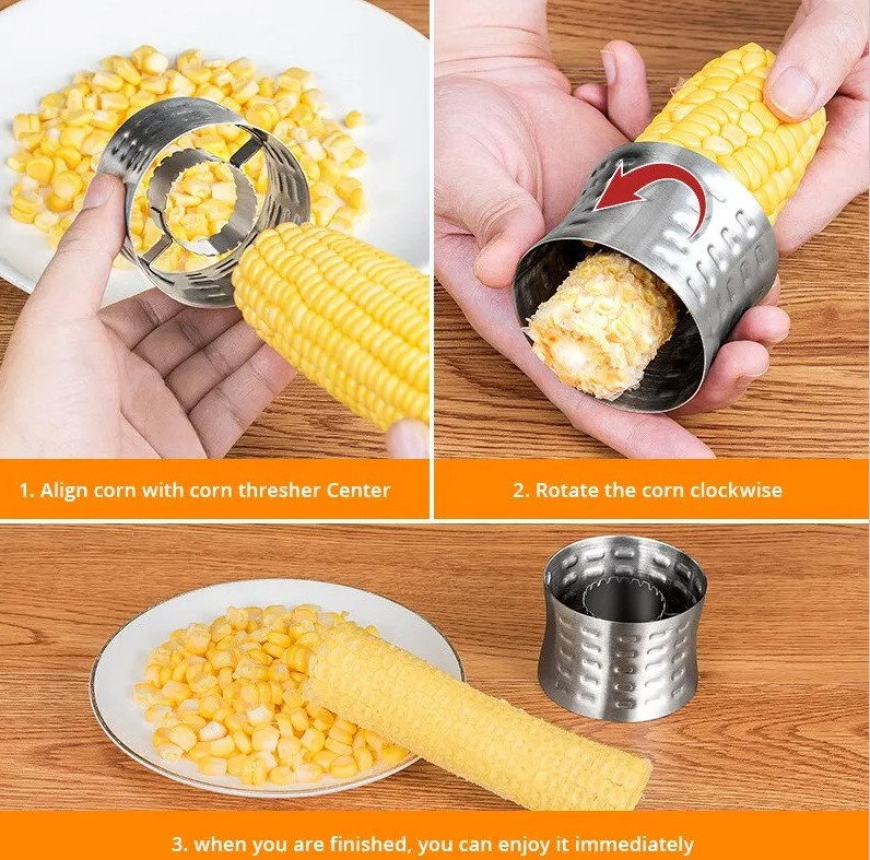 1pc Stainless Steel Corn Stripper Cob Remover Cutter Kitchen Cooking Tool – NEW
