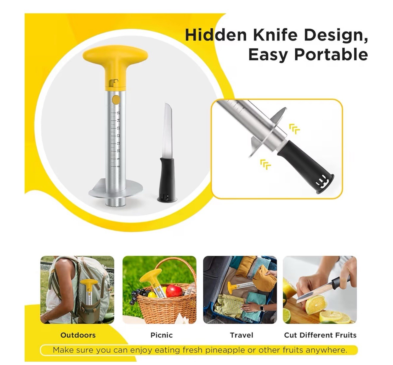 YYP Pineapple Cutter with Knife Upgraded Electric &Manual Durable Pineapple Core