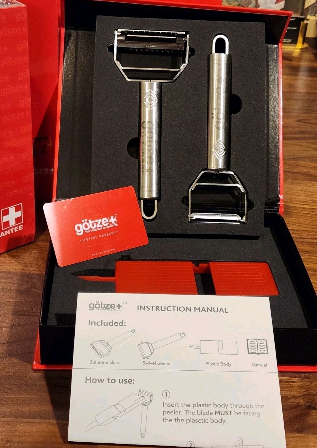 New GOTZE Peelers Set 3 Piece Premium Grade Pro Chef Vegetable SWISS Sealed NIB