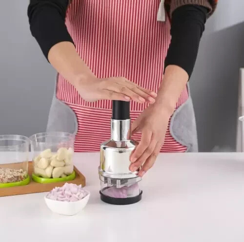 2x Manual Hand Press Garlic Onion Vegetable Food Chopper Cutter Processor Dicer