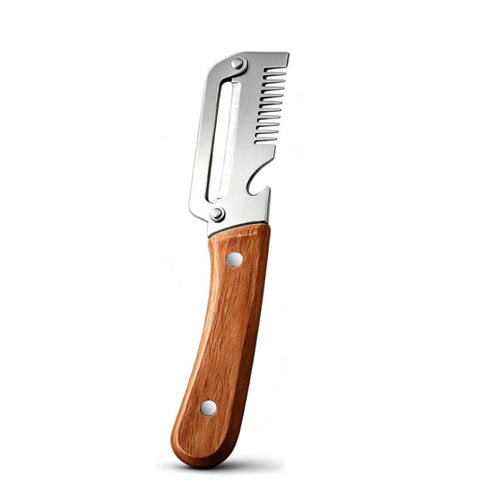 2 Pack 3 in 1 Vegetable Peeler with Wooden Handle,Stainless Steel Blade Peeler