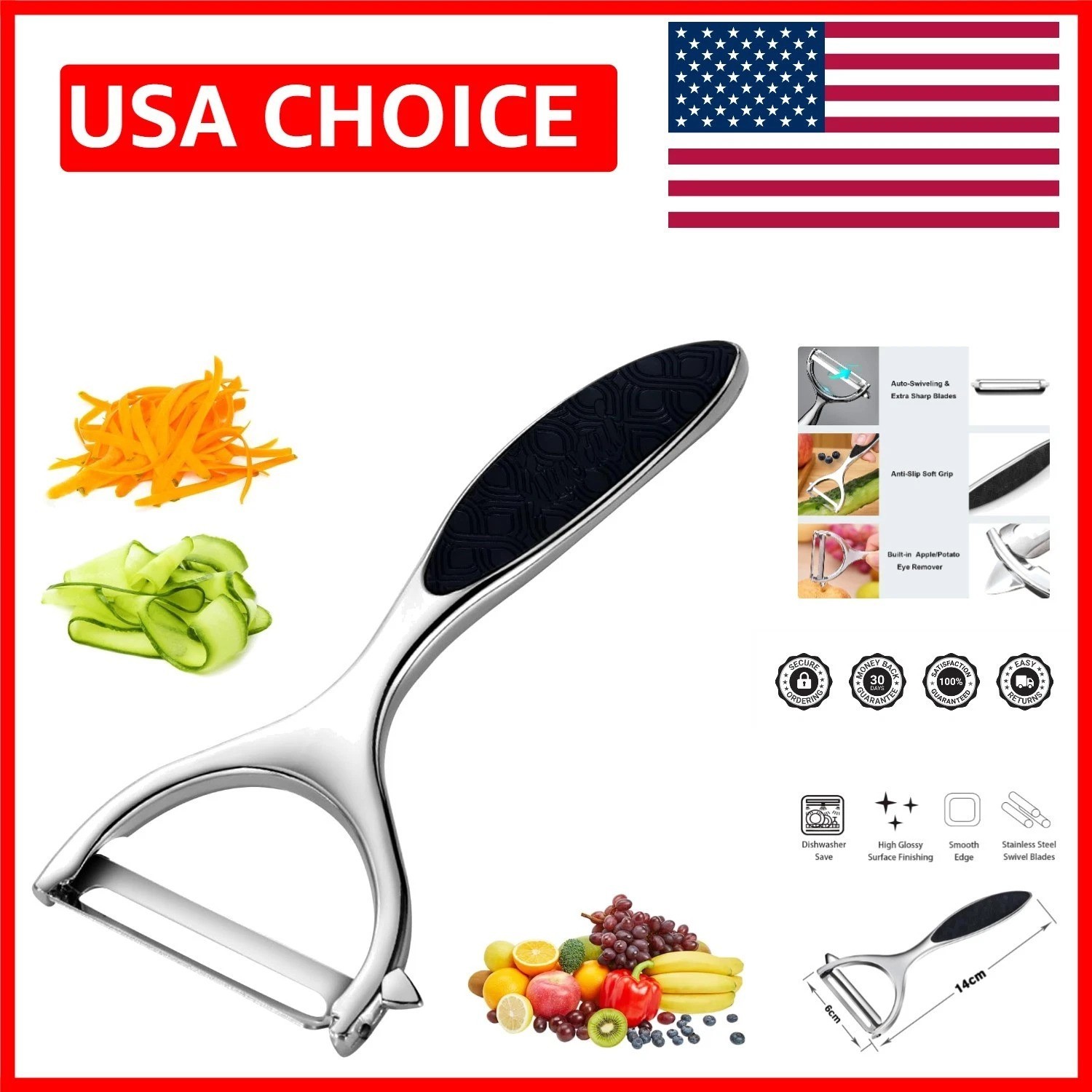 Effortless Peeling with Y-Shaped Vegetable Peeler – 1 Pack, Dishwasher Safe