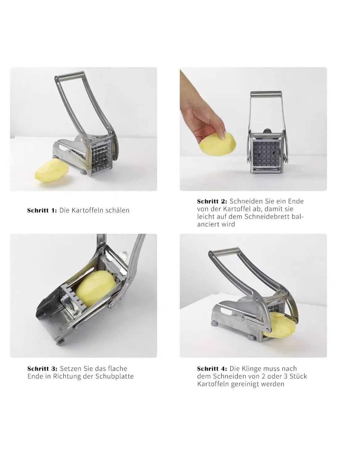 French Fry Stainless Steel Cutter with Suction Feet for Potatoes Heavy Duty