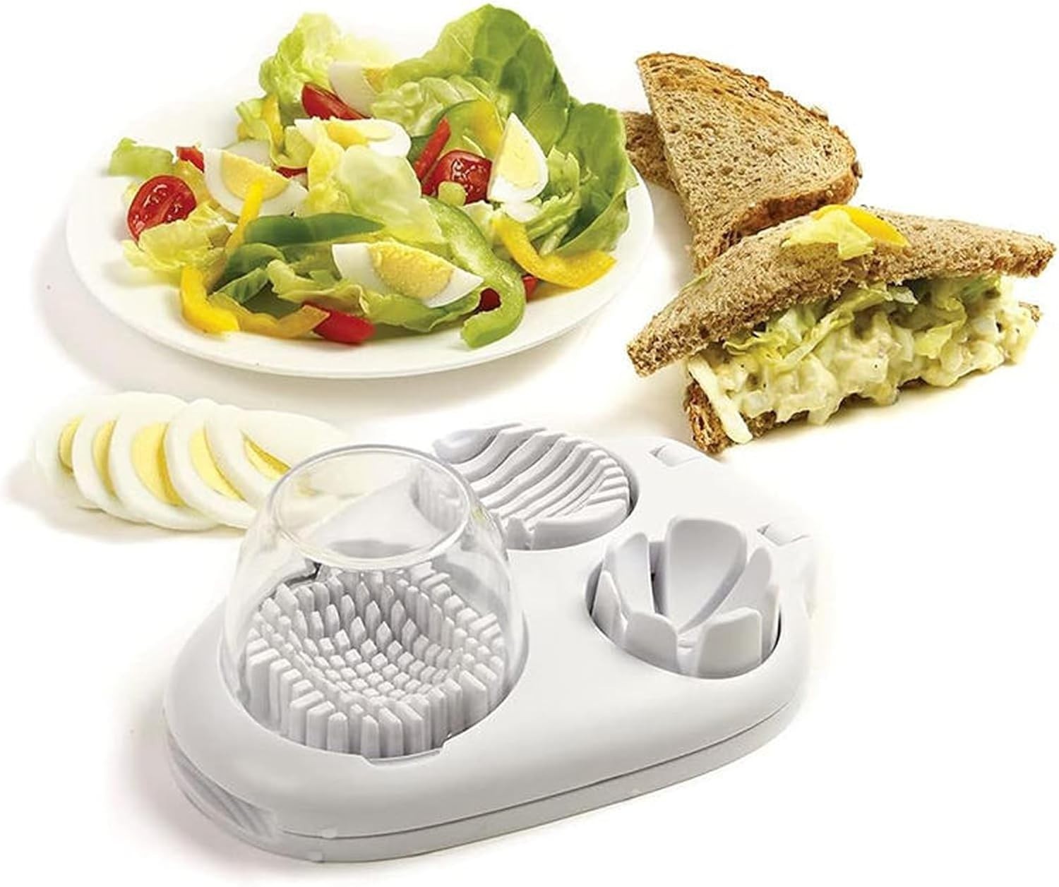 3-in-1 Egg Slicer with Stainless Steel Wire