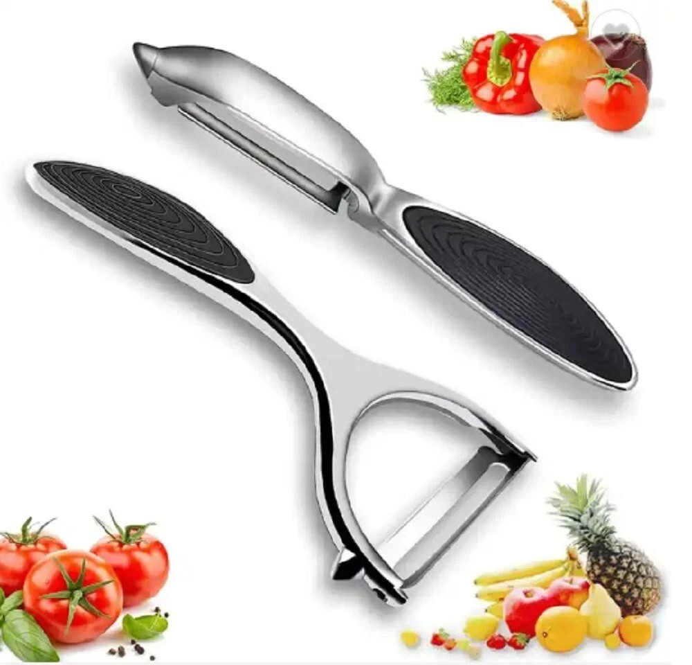 2pc Stainless Steel Vegetable Fruit Peeler Non Slip Handle Potato Carrot Peeler