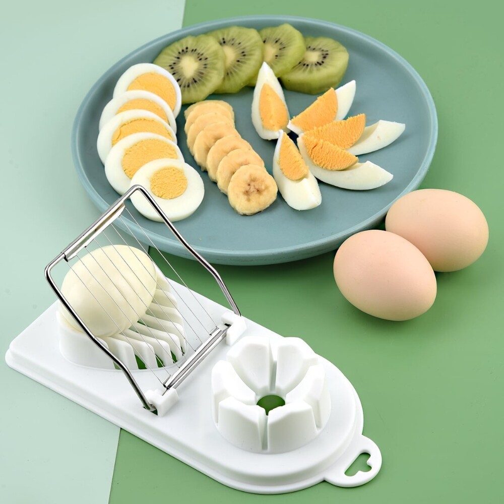 2-in-1 Egg Slicer Egg Cutter Stainless Steel Multifunctional for Hard Boiled Egg