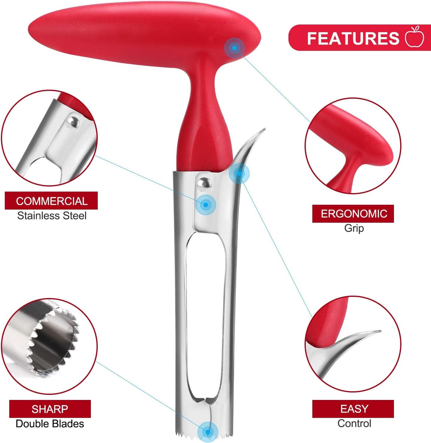 Fruit Apple Corer Pear Tools Stainless Steel Kitchen Twist Easy Core Remover US