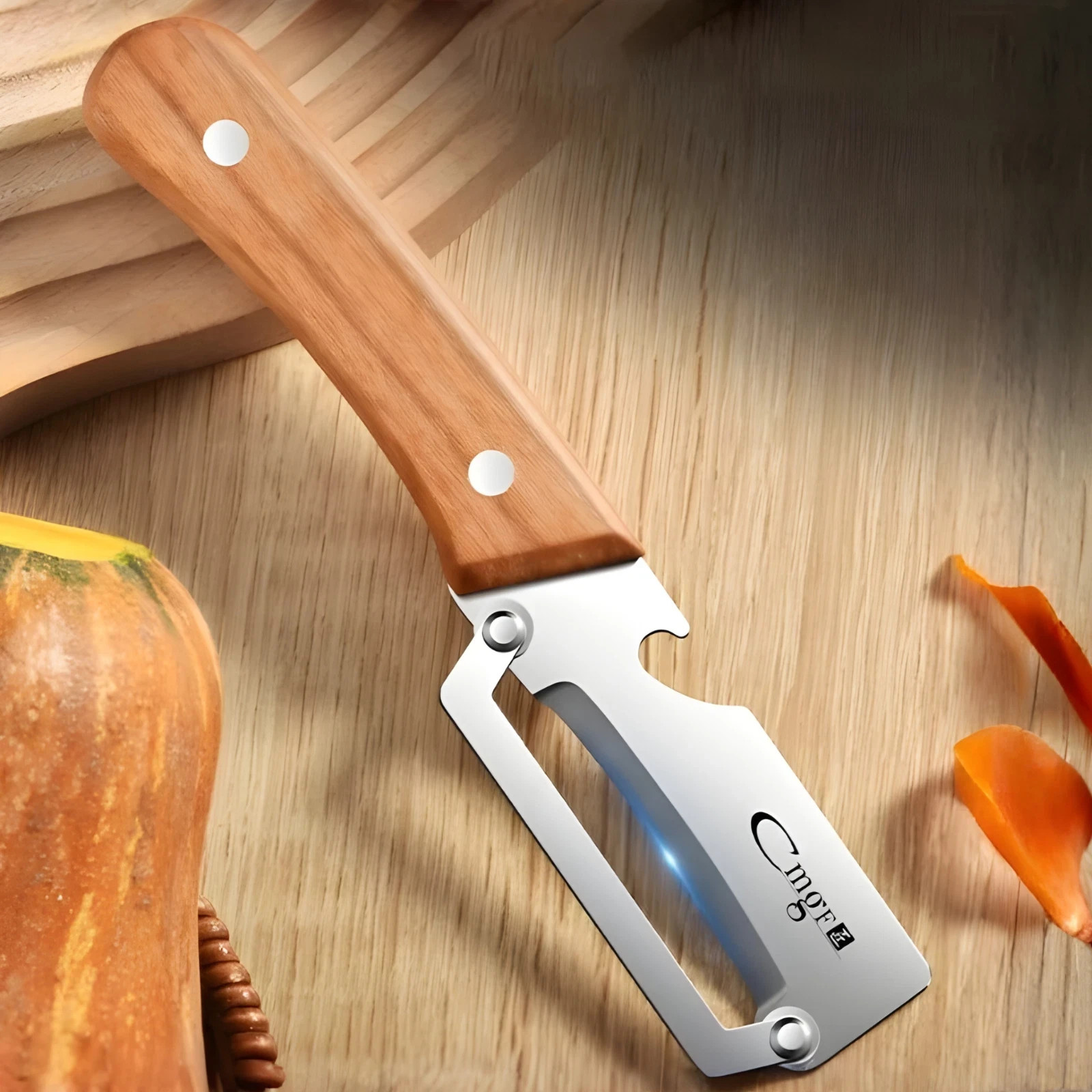 Wooden Handle Vegetable Peeler Stainless Steel Kitchen Fruit Carrot Potato Slice