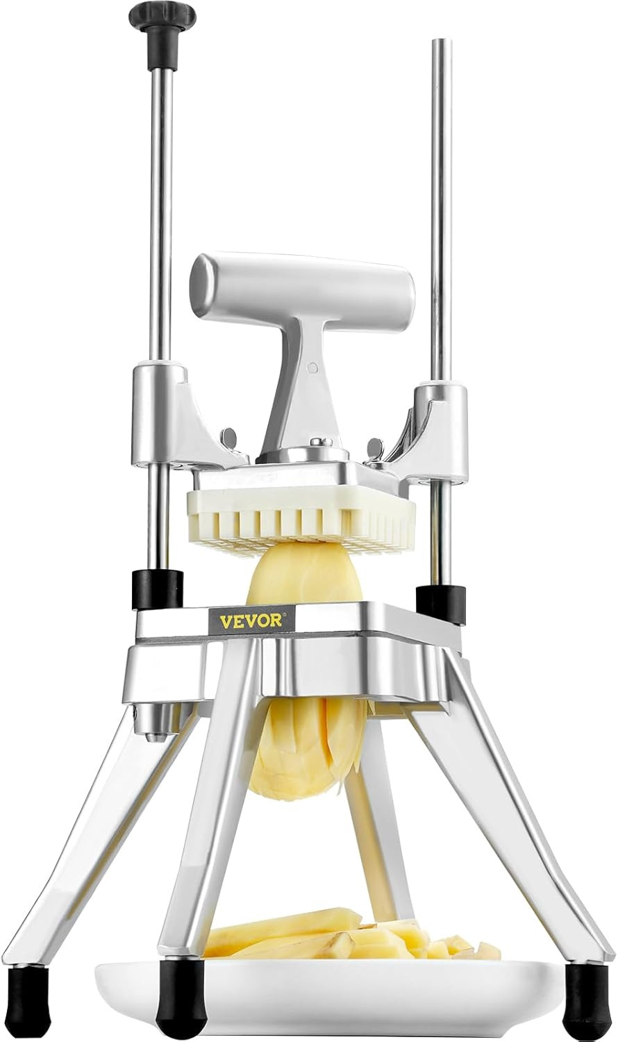 Commercial Vegetable Fruit Chopper, Stainless Steel French Fry Cutter W/ 4 Blade