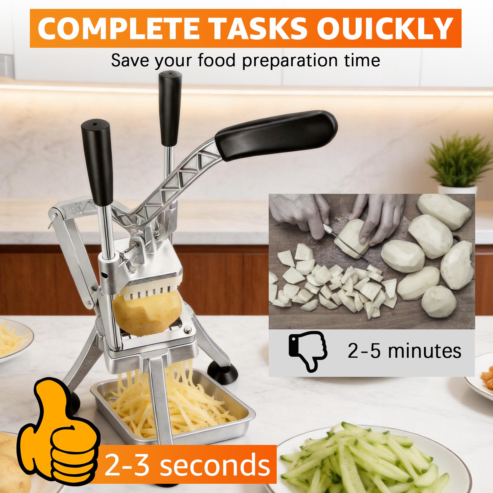 Commercial Vegetable Cutter Fruit Chopper Cutter w 4 Type Blades, Fruit Slicer