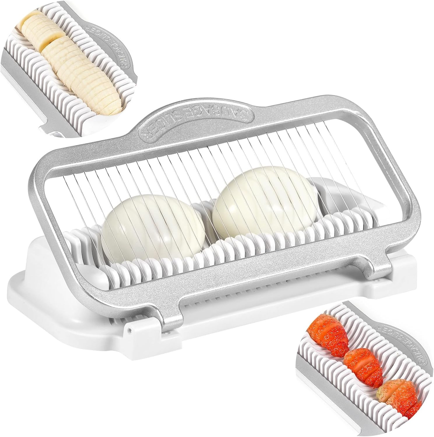 Egg & Banana Slicer for Hard-Boiled Eggs, Fruit, Heavy Duty Aluminum