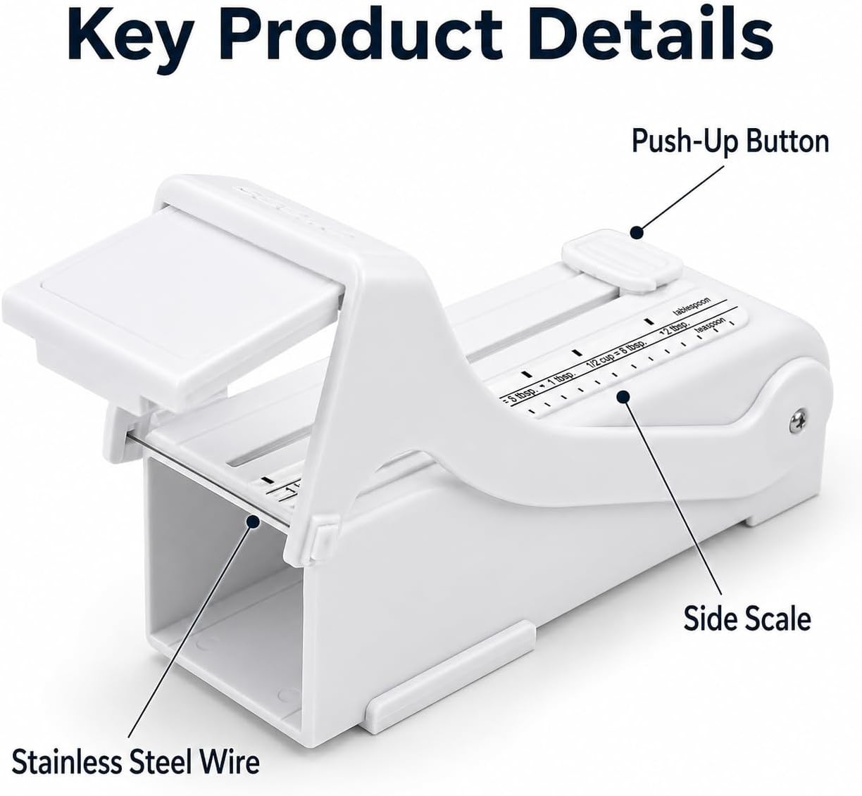 Butter Slicer and Dispenser, Adjustable Cutter for Stick Butter, White | ABS Bod