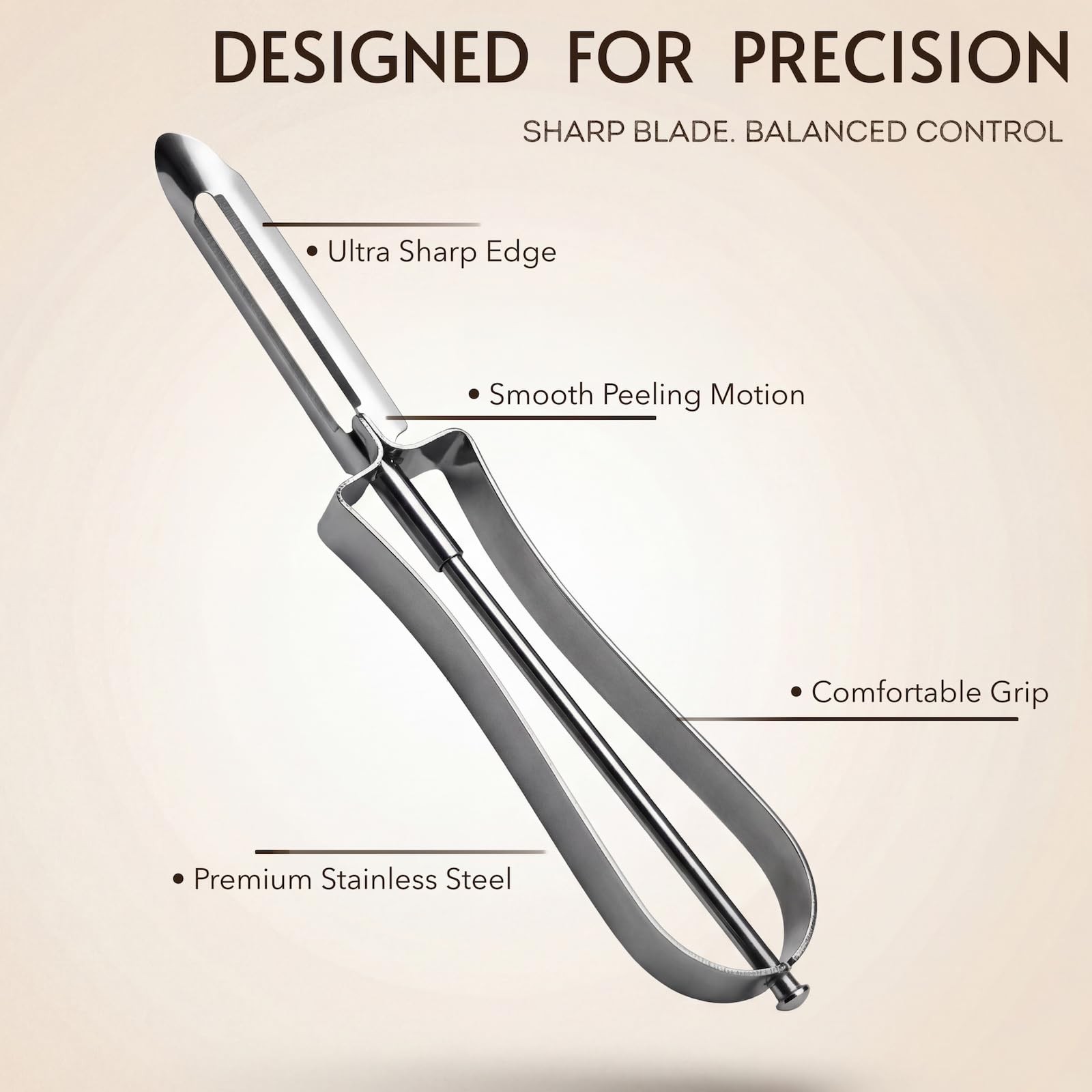 Stainless Steel Vegetable Peeler for Kitchen, Ergonomic Potato Peeler