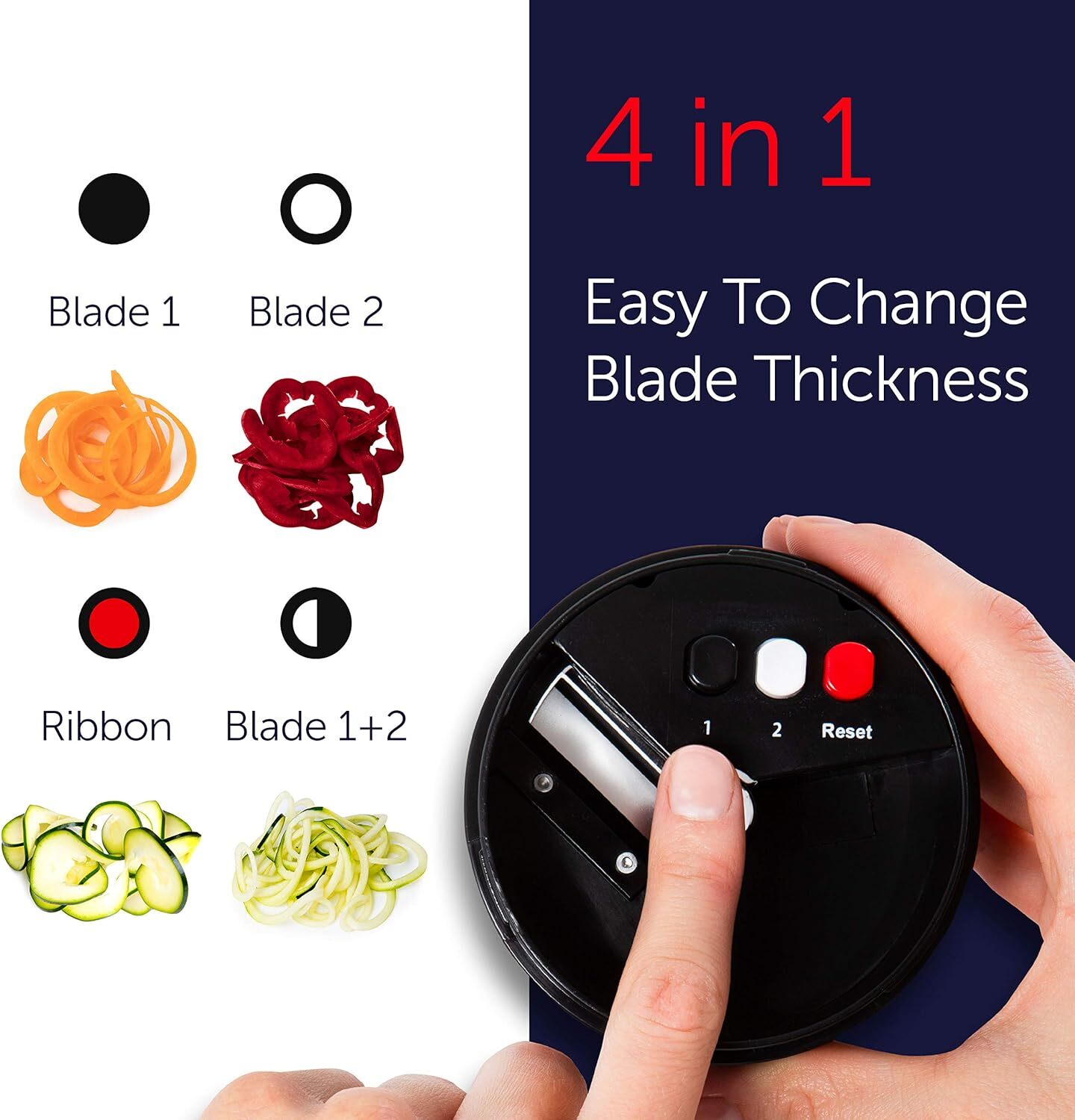 4 In 1 Black Food Slicer Compact Vegetable Spiralizer For Zoodles And Pasta