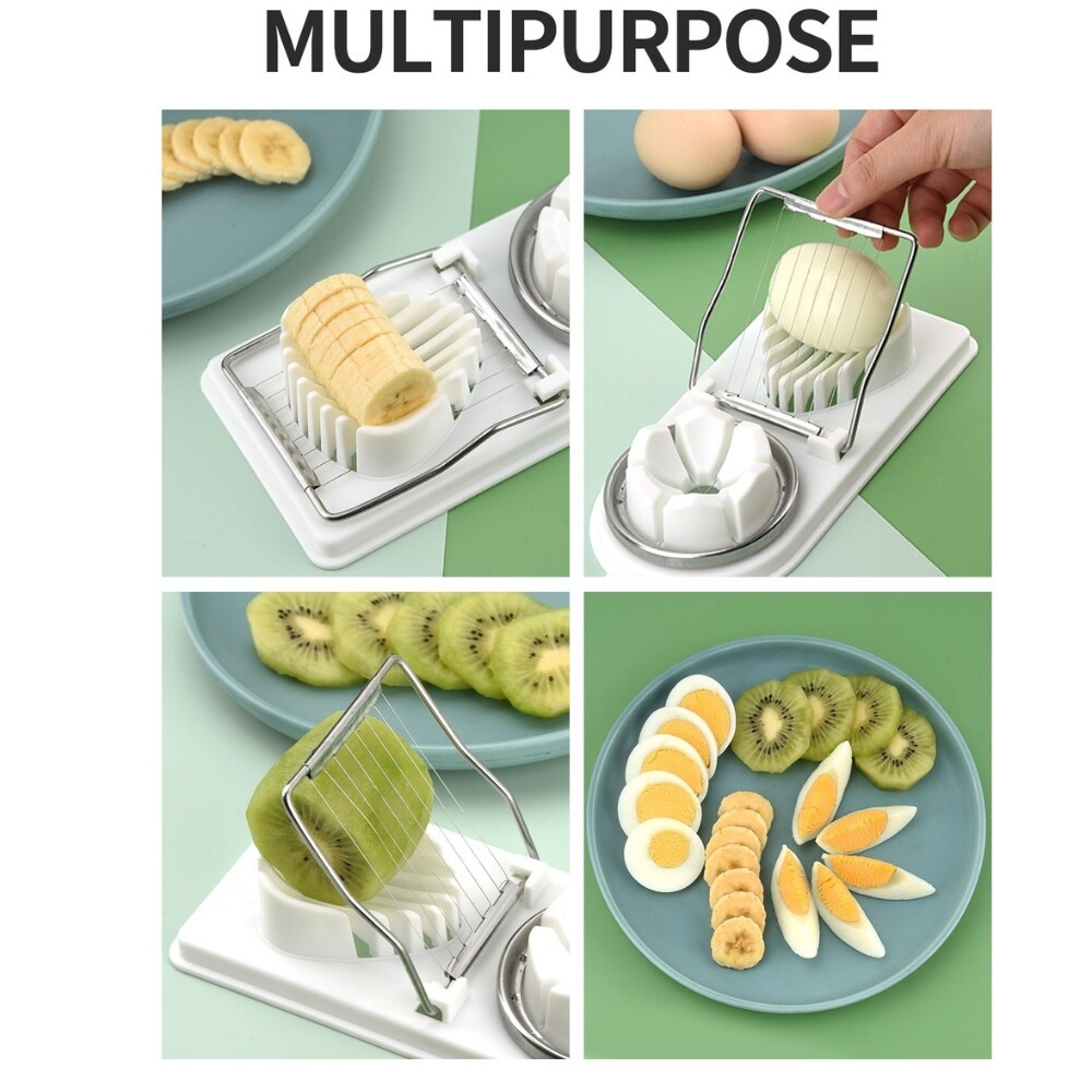 2-in-1 Egg Slicer Egg Cutter Stainless Steel Multifunctional for Hard Boiled Egg