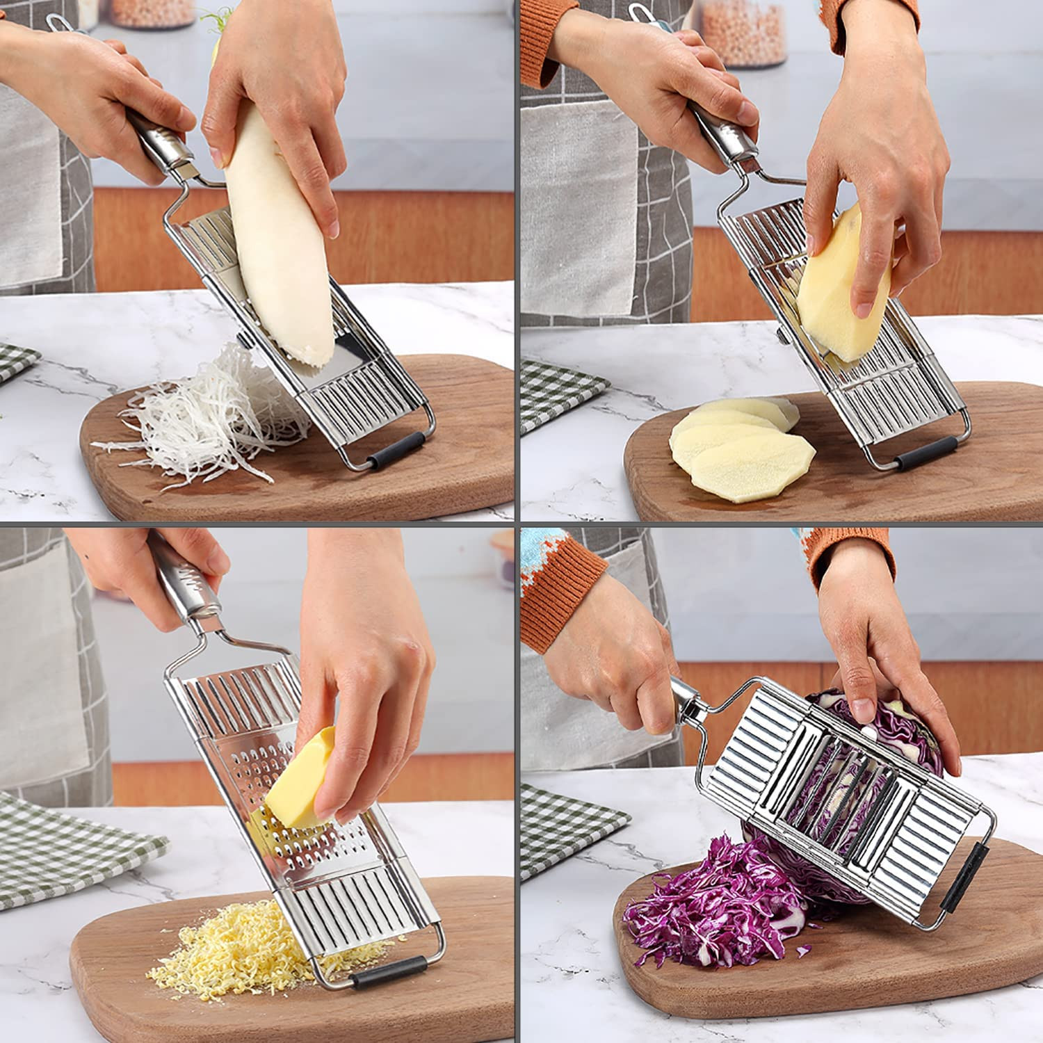 Cut Set BEST Multi-Purpose Vegetable Slicer Cuts Stainless Steel Grater Shredder
