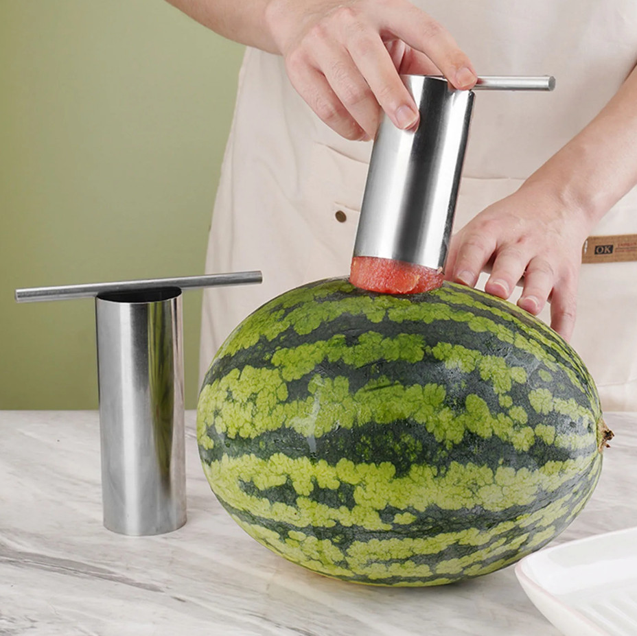 1 pc Stainless Steel Watermelon Cutter Puncher Round Slicer Fruit Opener Tool