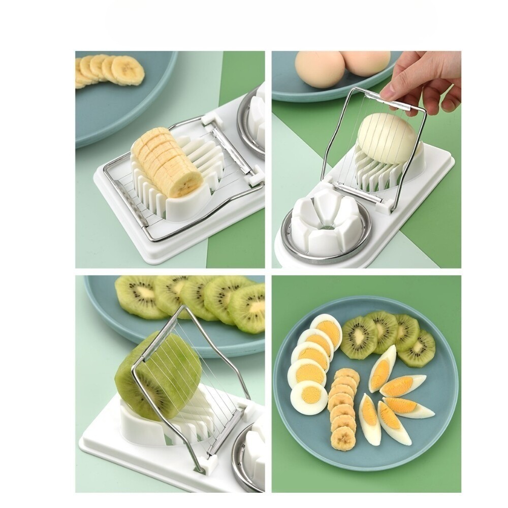 2in1 Stainless Steel Wire Egg Cutter Slicer with PP Base Kitchen Accessory